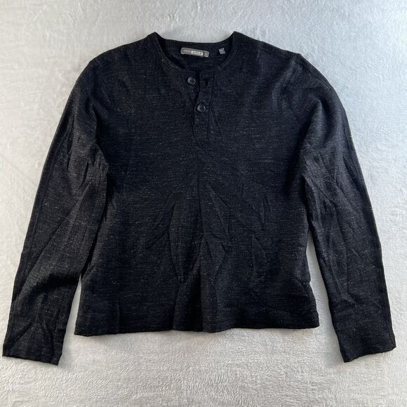 Vince Mens XL Henley Pullover Sweater Knit Wool Linen Blend Gray Long Sleeve - Picture 2 of 12